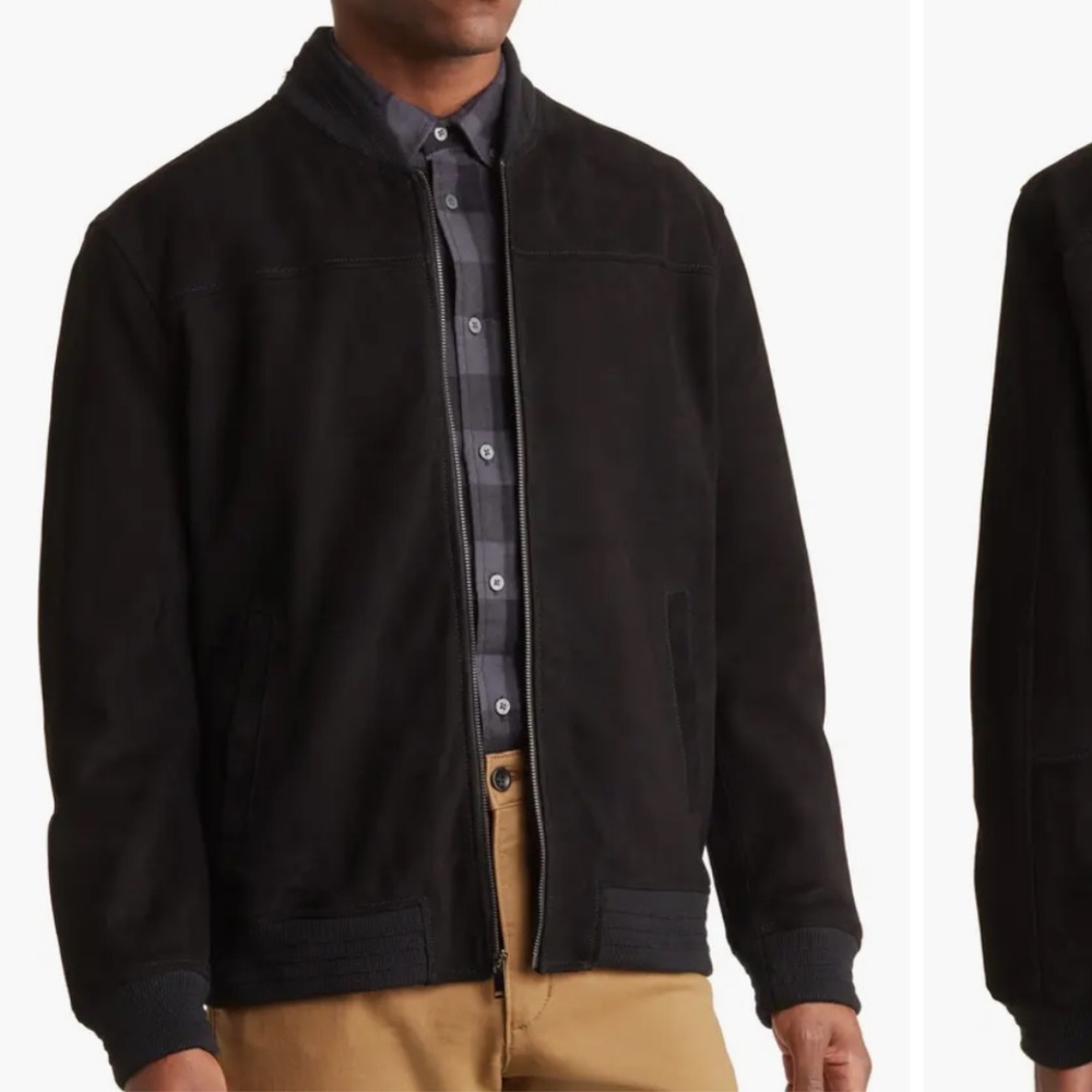EUC Slate & Stone Black Suede Mens Bomber Jacket